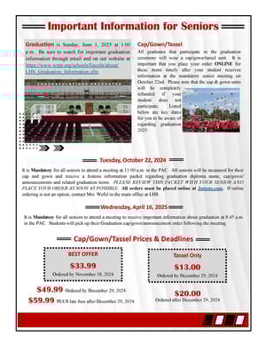 Important Graduation Information for Seniors